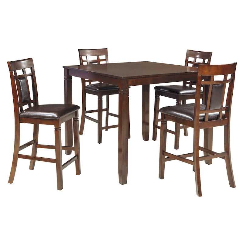 Signature Design by Ashley Bennox Table à Manger Hauteur Comptoir et Tabourets de Bar Marron (Ensemble de 5)