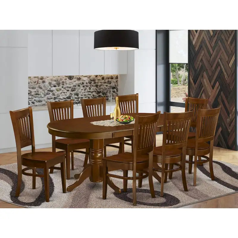 Ensemble de salle à manger East West Furniture 9 pièces comprenant une table ovale en bois et 8 chaises de salle à manger, expresso (options de type de siège)