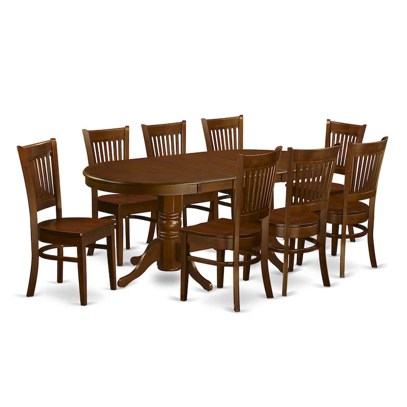 Ensemble de salle à manger East West Furniture 9 pièces comprenant une table ovale en bois et 8 chaises de salle à manger, expresso (options de type de siège)