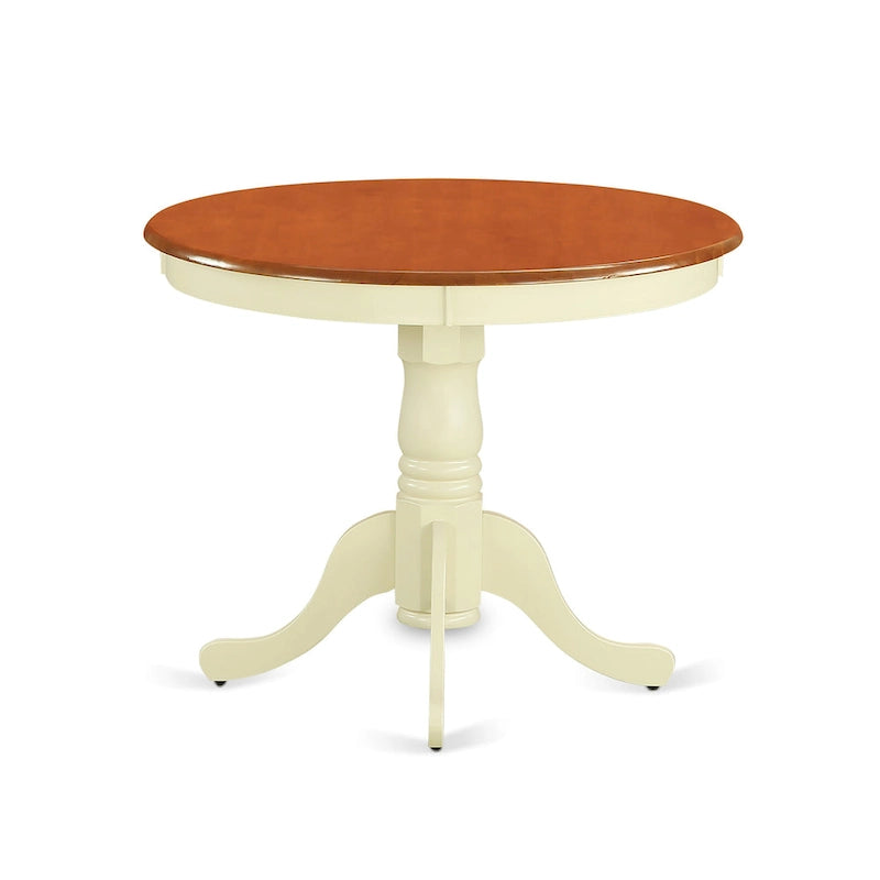 East West Furniture Ensemble de salle à manger moderne 5 pièces comprenant une table de cuisine ronde et 4 chaises de salle à manger, Beurre et Cerise