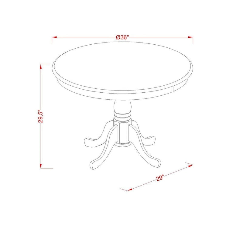 East West Furniture Ensemble de salle à manger moderne 5 pièces comprenant une table de cuisine ronde et 4 chaises de salle à manger, Beurre et Cerise