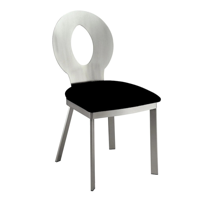 Ensemble de salle à manger rond 5 pièces Zaia en acier argenté contemporain par Furniture of America