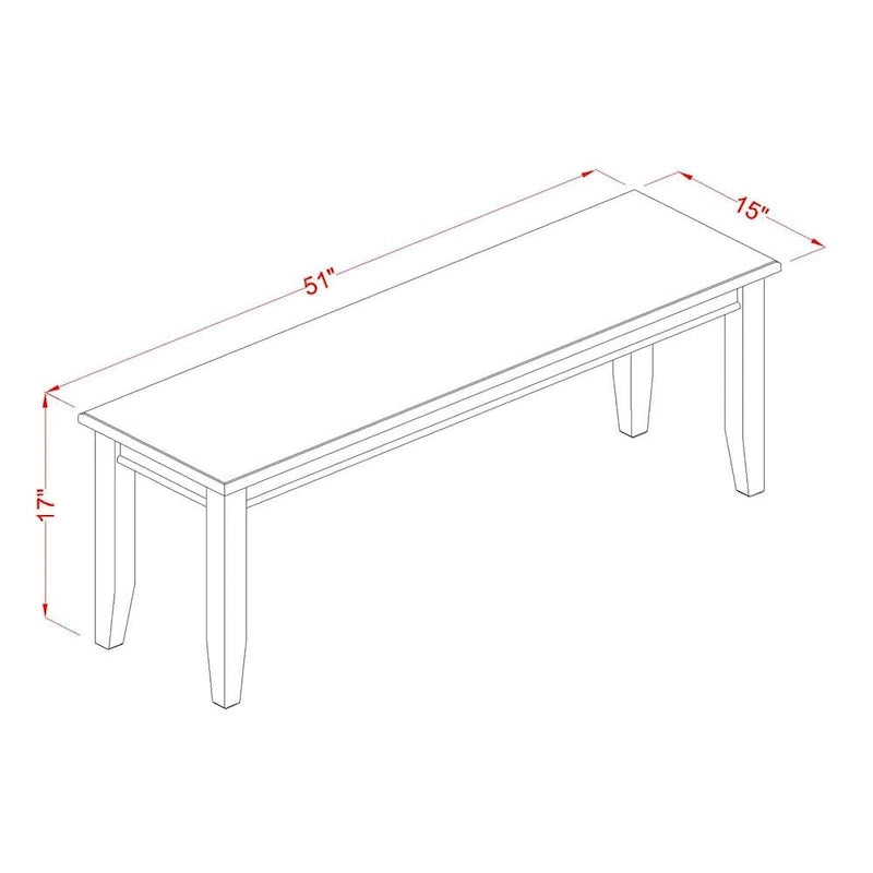 East West Furniture DUGR6-BLK-W Ensemble de salle à manger 6 pièces - une table de cuisine rectangulaire et 4 chaises de salle à manger avec un banc, noir