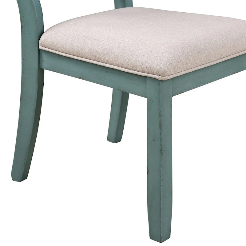 Roundhill Furniture The Gray Barn Spring Mount Ensemble table ronde et 4 chaises à dossier croisé 5 pièces