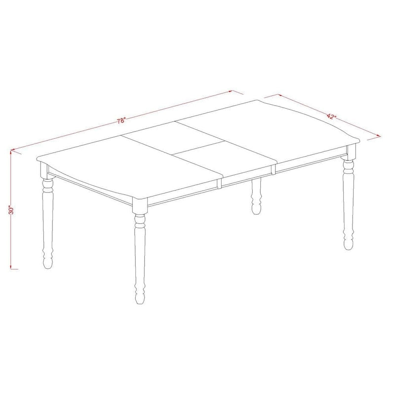 East West Furniture Ensemble de cuisine 9 pièces comprenant une table à manger rectangulaire et 8 chaises de salle à manger, blanc lin