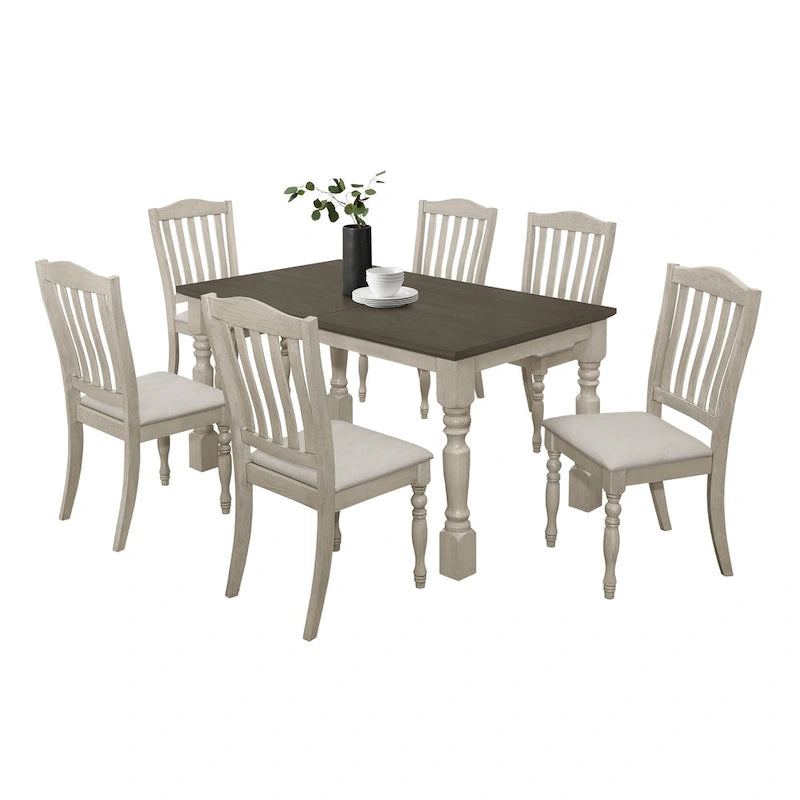Ensemble de salle à manger bicolore élégant 7 pièces CraftPorch du milieu du siècle