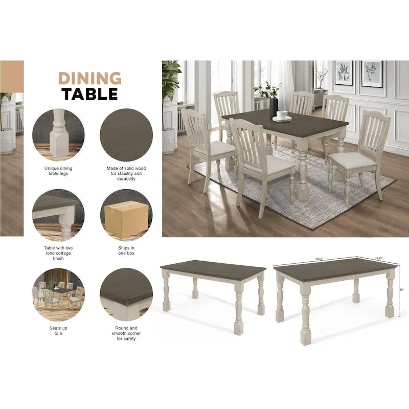 Ensemble de salle à manger bicolore élégant 7 pièces CraftPorch du milieu du siècle