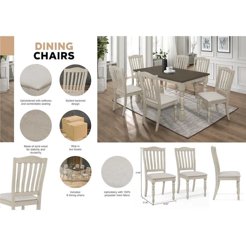 Ensemble de salle à manger bicolore élégant 7 pièces CraftPorch du milieu du siècle