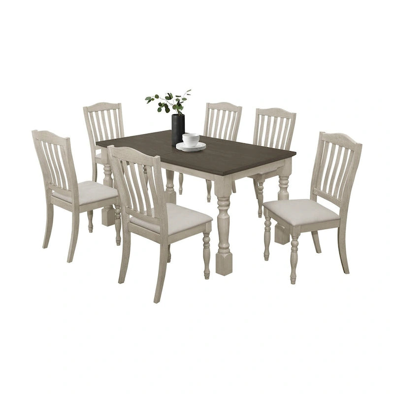 Ensemble de salle à manger bicolore élégant 7 pièces CraftPorch du milieu du siècle