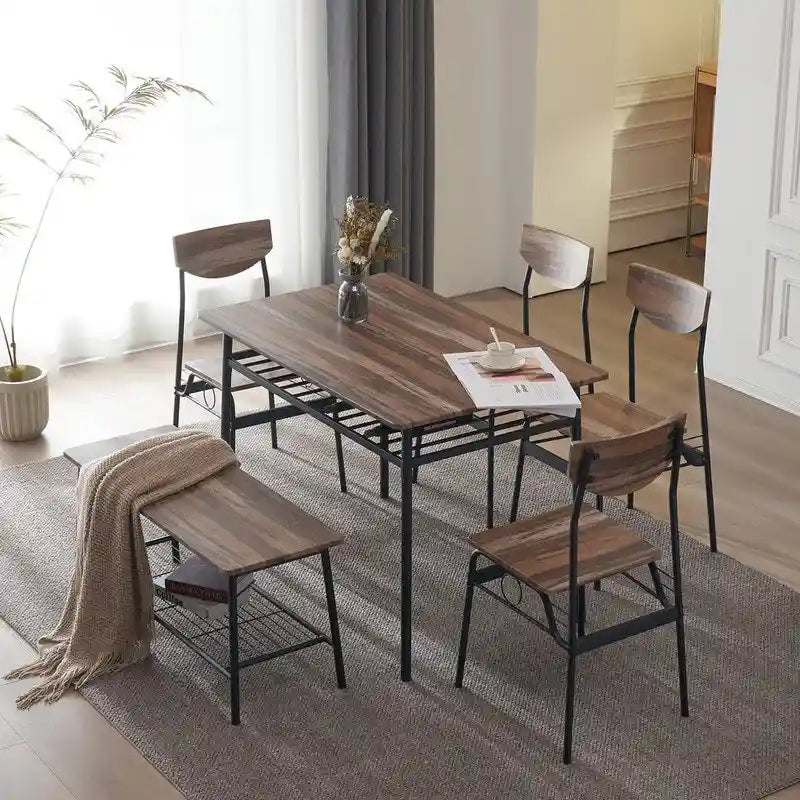 Steel Frame 6-Piece Modern Dining Set for Kitchen