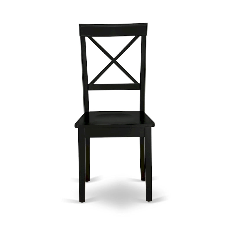 East West Furniture Ensemble de table de cuisine 3 pièces - Une table à manger ronde et des chaises à siège en bois, Noir et Cerisier (Options de pièces)