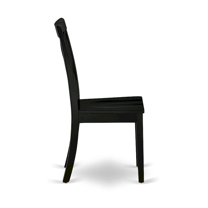 East West Furniture Ensemble de table de cuisine 3 pièces - Une table à manger ronde et des chaises à siège en bois, Noir et Cerisier (Options de pièces)