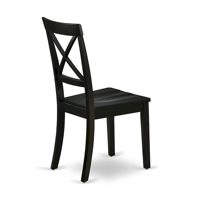 East West Furniture Ensemble de table de cuisine 3 pièces - Une table à manger ronde et des chaises à siège en bois, Noir et Cerisier (Options de pièces)