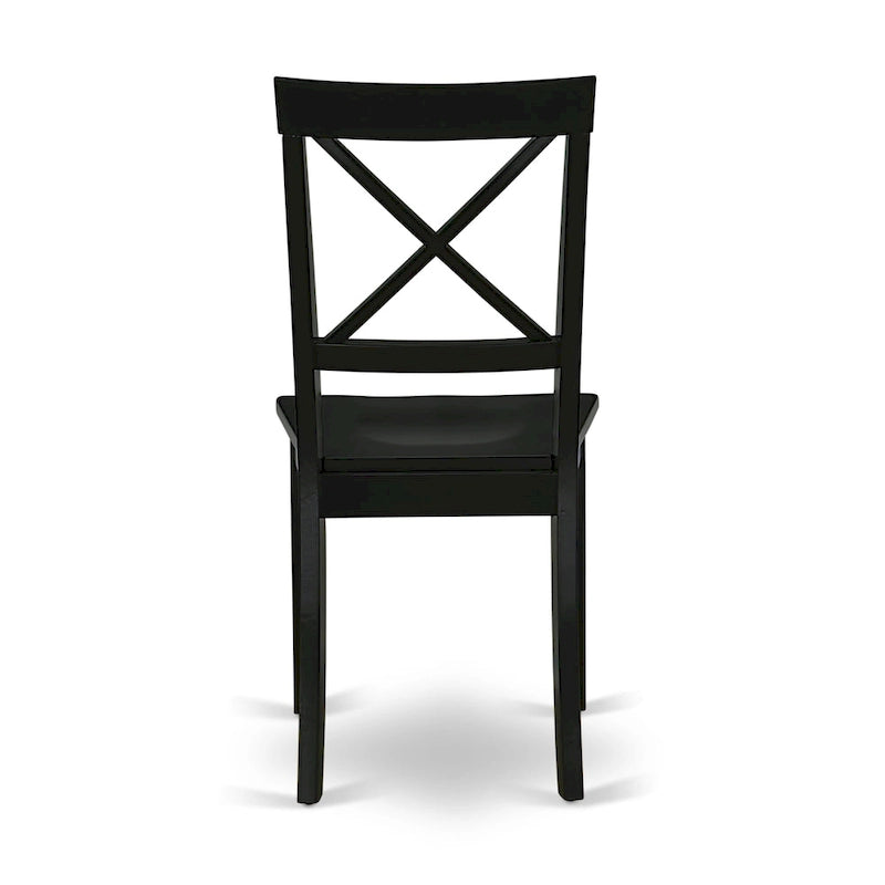 East West Furniture Ensemble de table de cuisine 3 pièces - Une table à manger ronde et des chaises à siège en bois, Noir et Cerisier (Options de pièces)