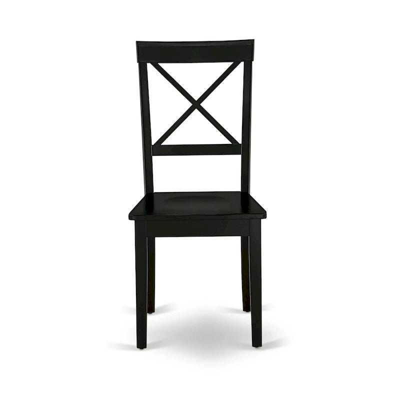 East West Furniture Ensemble de table de cuisine 3 pièces - Une table à manger ronde et des chaises à siège en bois, Noir et Cerisier (Options de pièces)