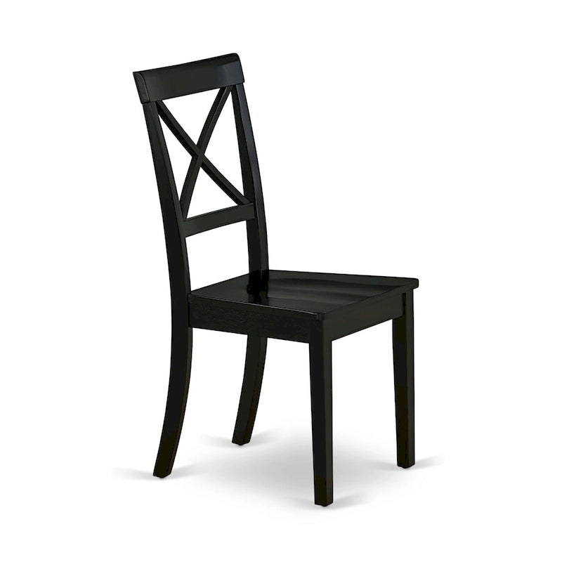 East West Furniture Ensemble de table de cuisine 3 pièces - Une table à manger ronde et des chaises à siège en bois, Noir et Cerisier (Options de pièces)