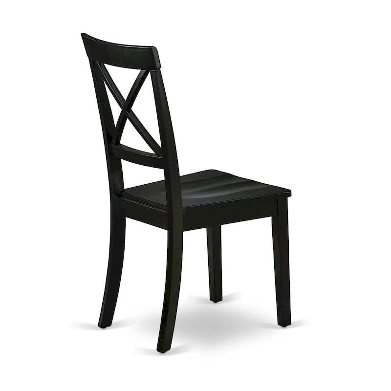 East West Furniture Ensemble de table de cuisine 3 pièces - Une table à manger ronde et des chaises à siège en bois, Noir et Cerisier (Options de pièces)