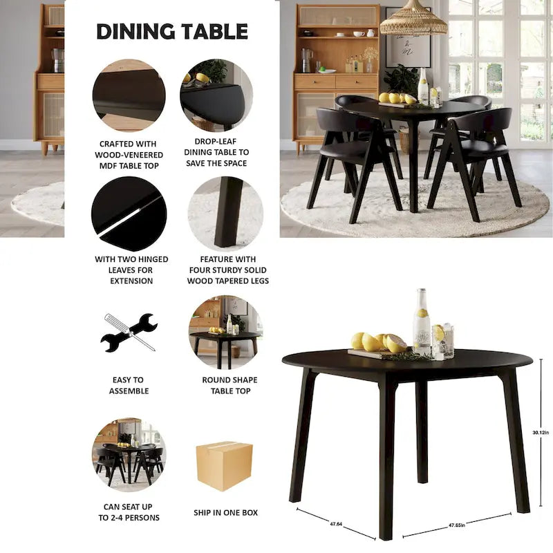 Ensemble de salle à manger 5 pièces à rabats CraftPorch Transitional