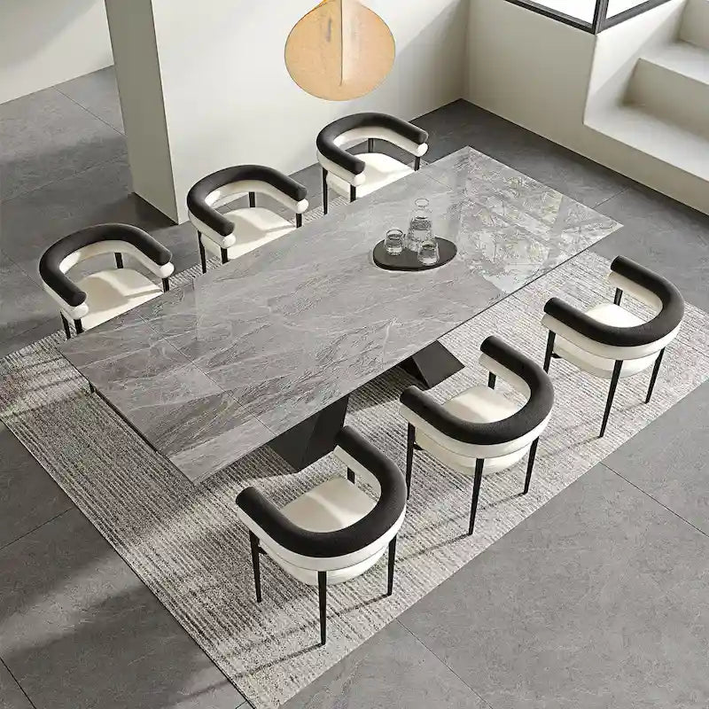 Ensemble de salle à manger extensible en pierre frittée pour 6 personnes, moderne et minimaliste