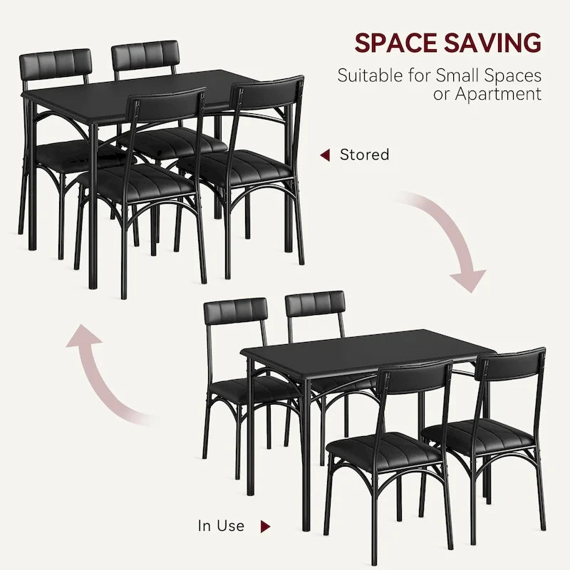 Ensemble de salle à manger 5 pièces avec 4 chaises rembourrées pour appartement