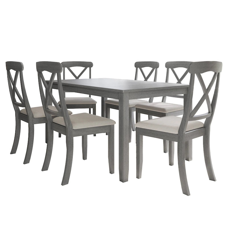 Ensemble de salle à manger 7 pièces en bois style campagnard CraftPorch
