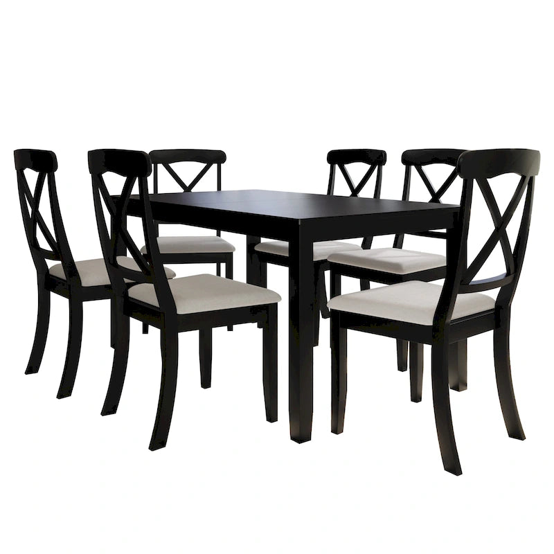 Ensemble de salle à manger 7 pièces en bois style campagnard CraftPorch
