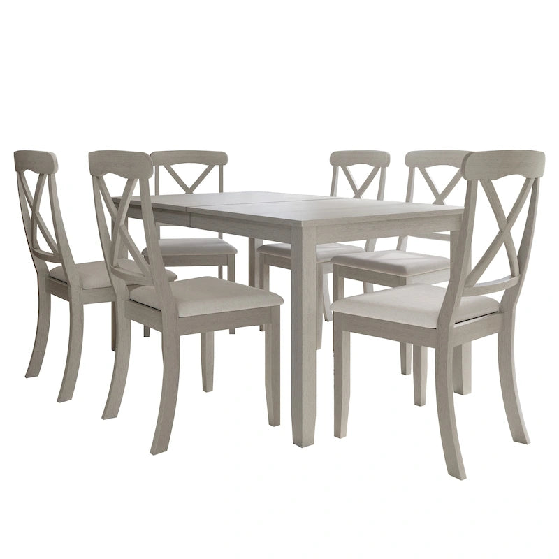 Ensemble de salle à manger 7 pièces en bois style campagnard CraftPorch