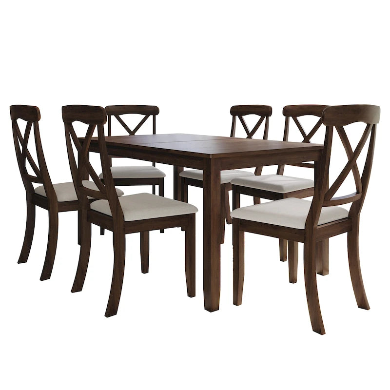 Ensemble de salle à manger 7 pièces en bois style campagnard CraftPorch