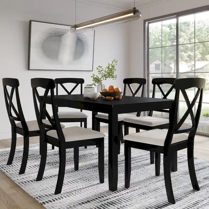 Ensemble de salle à manger 7 pièces en bois style campagnard CraftPorch