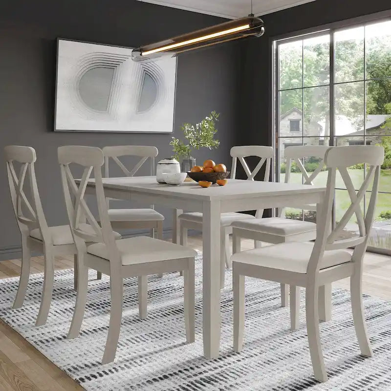 Ensemble de salle à manger 7 pièces en bois style campagnard CraftPorch