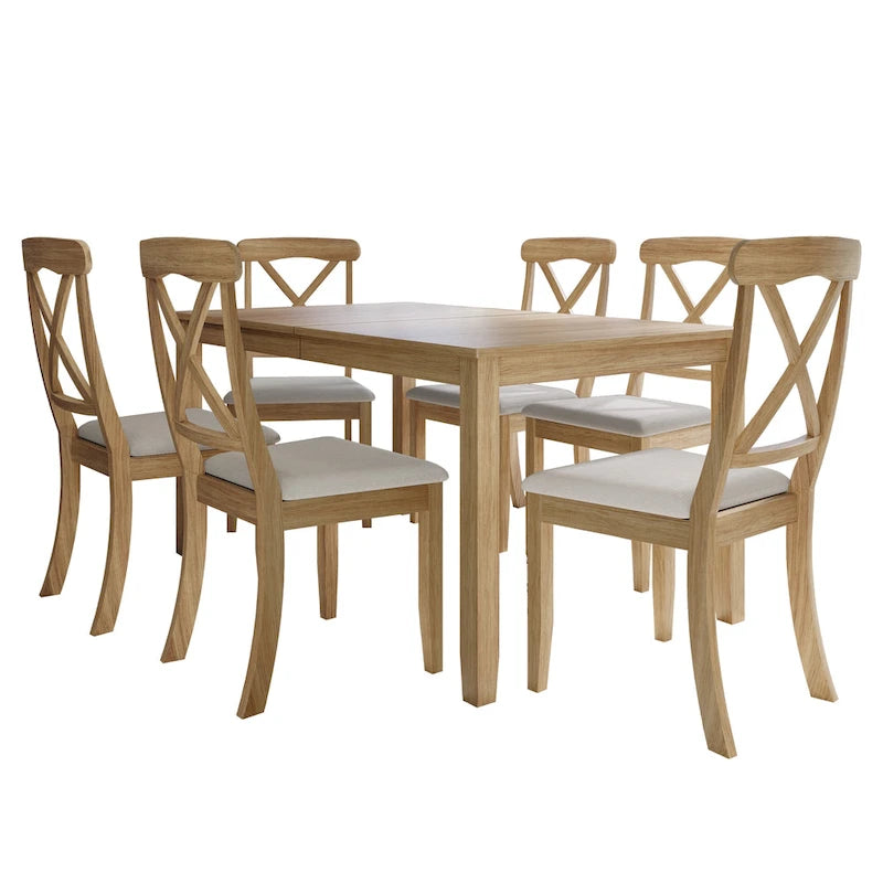 Ensemble de salle à manger 7 pièces en bois style campagnard CraftPorch