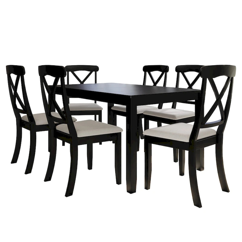Ensemble de salle à manger 7 pièces en bois style campagnard CraftPorch