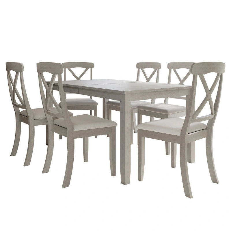 Ensemble de salle à manger 7 pièces en bois style campagnard CraftPorch