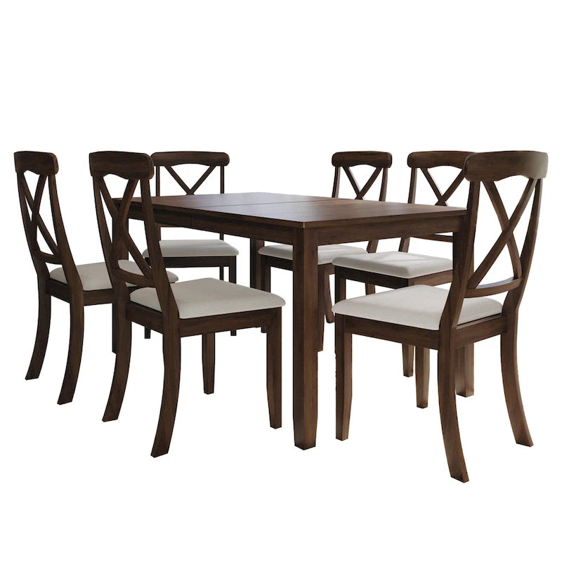 Ensemble de salle à manger 7 pièces en bois style campagnard CraftPorch