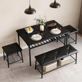 Ensemble table à manger pour 4, table de cuisine avec banc rembourré et tabourets carrés