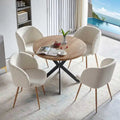 Ensemble table à manger ronde Howtai avec chaises fauteuils Sherpa moelleux peu encombrant