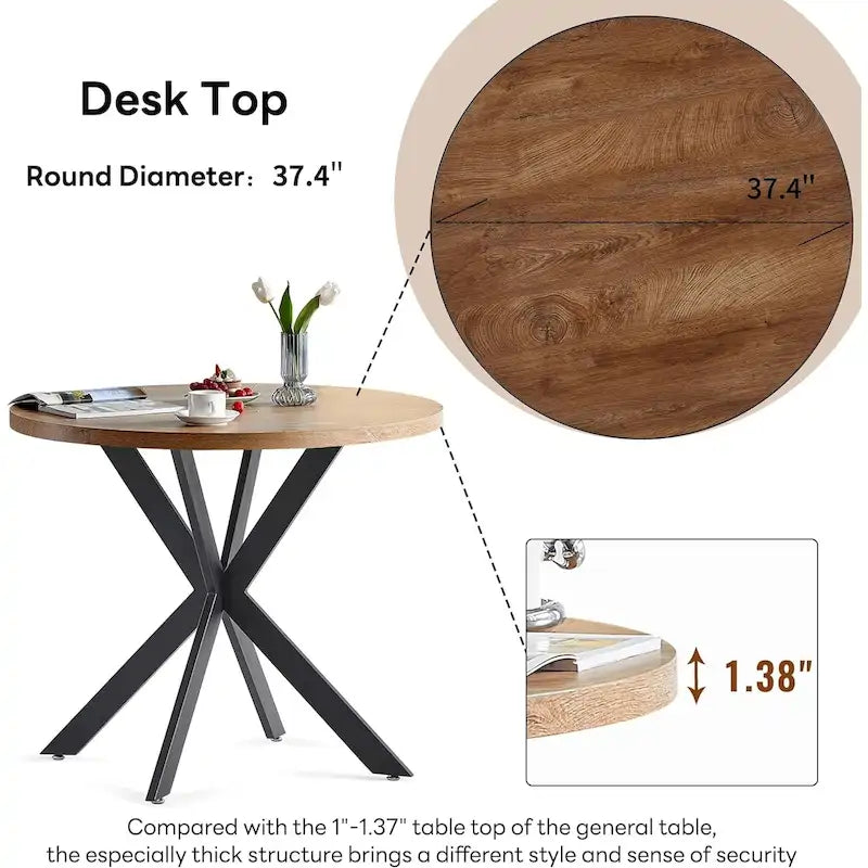 Ensemble table à manger ronde Howtai avec chaises fauteuils Sherpa moelleux peu encombrant