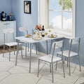 VECELO Dining Table Set, Kitchen Table with 2/4 Chairs, Metal and Wood Rectangular 3/5-Piece Dining Set