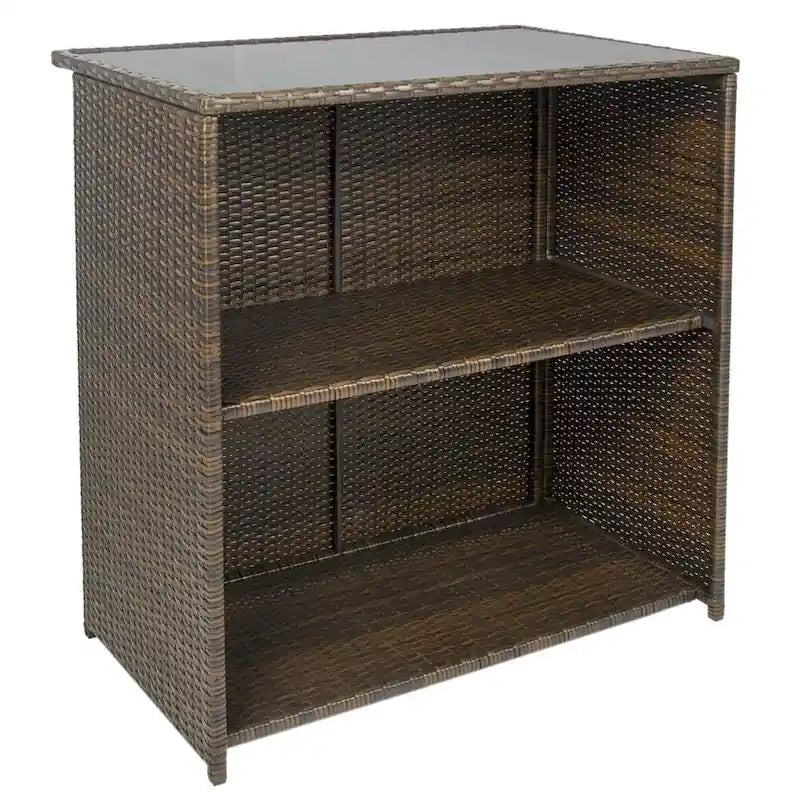 Ensemble de bar extérieur 3 pièces en rotin synthétique avec table et tabourets