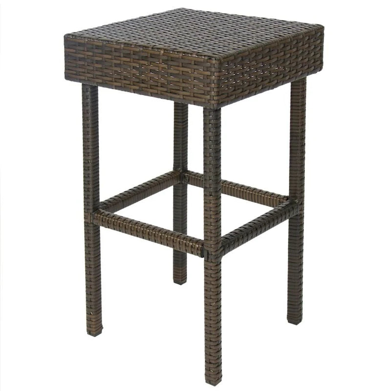 Ensemble de bar extérieur 3 pièces en rotin synthétique avec table et tabourets