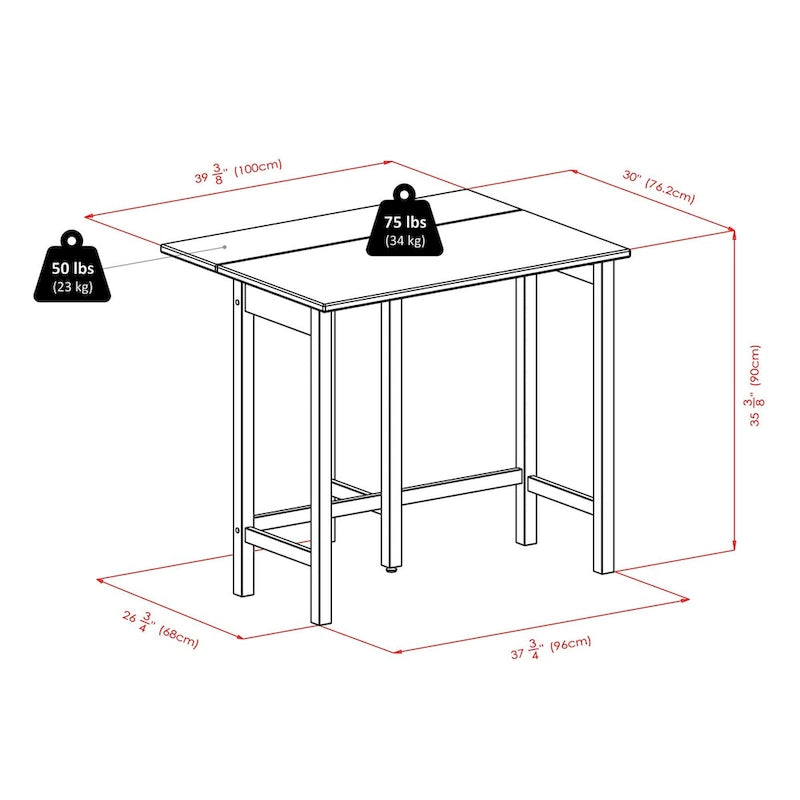 Table à rallonges 3 pièces avec tabourets de bar à dossier échelle, Noyer
