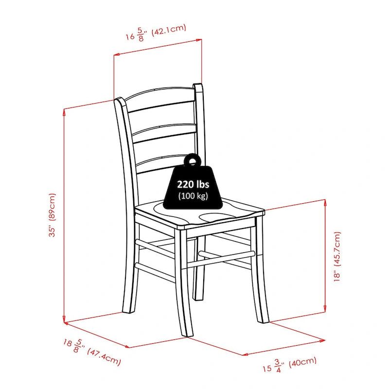 Table à manger 5 pièces avec chaises à dossier ajouré, noyer