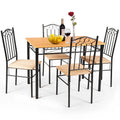 Costway 5 PC Dining Set Wood Metal Table 30 and 4 Chairs Kitchen