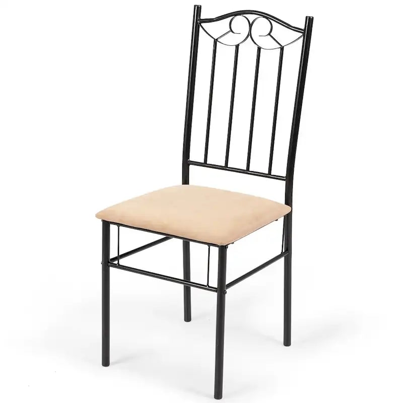 Costway Ensemble de salle à manger 5 pièces en bois et métal, table 76 cm et 4 chaises de cuisine