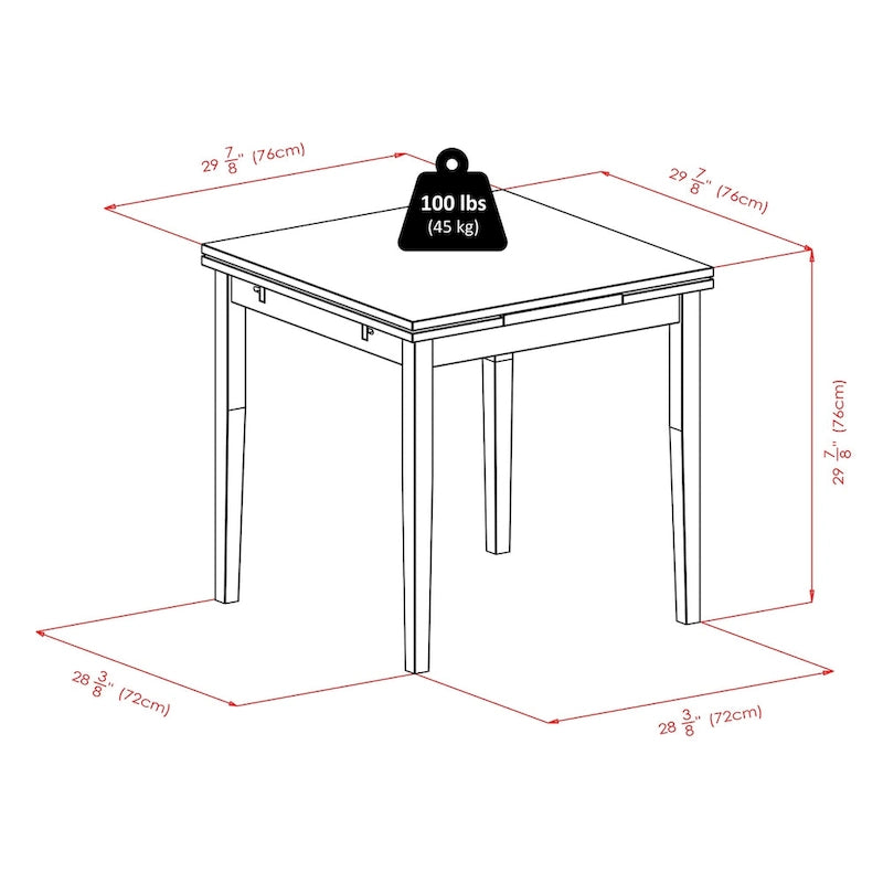 Table extensible 5 pièces avec chaises à dossier ajouré, Noyer
