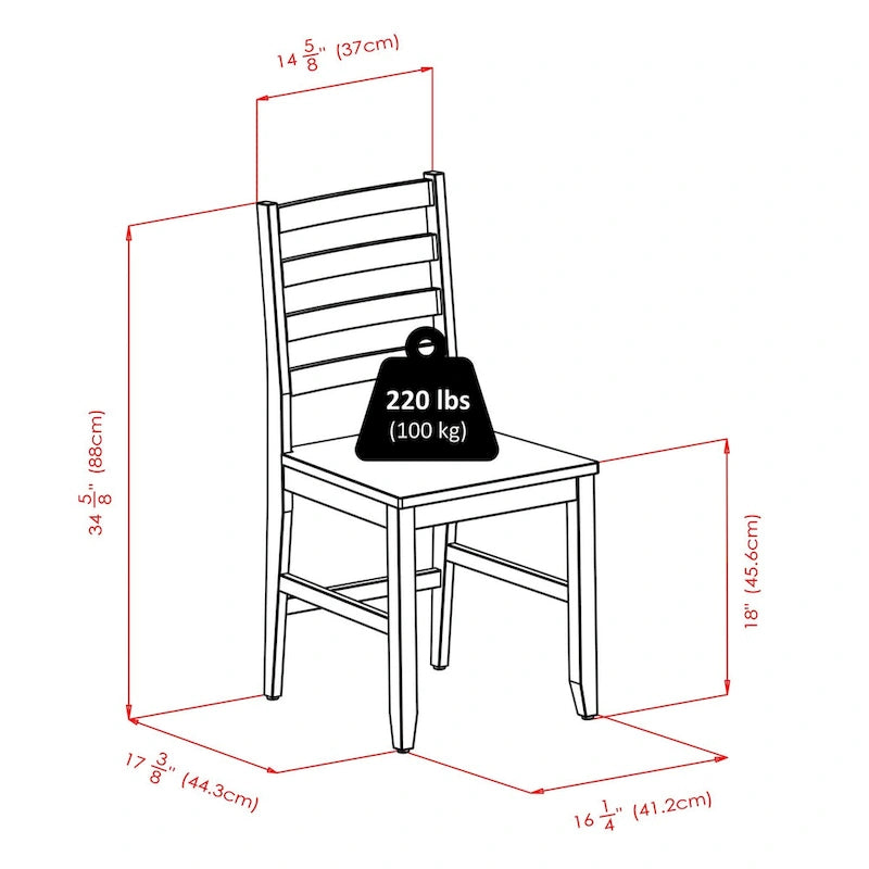 Table extensible 5 pièces avec chaises à dossier ajouré, Noyer