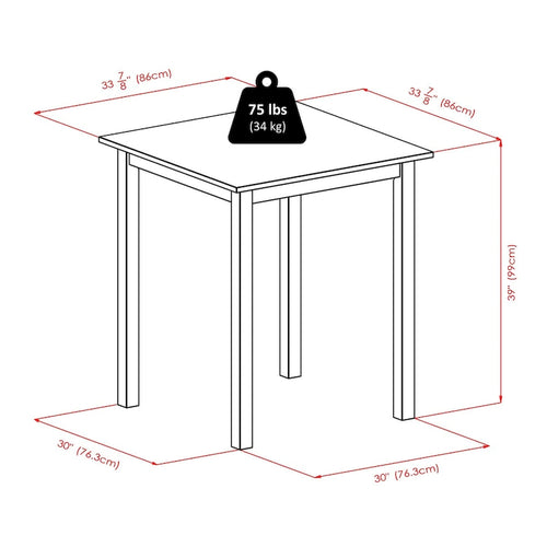 Table haute 3 pièces avec tabourets de bar à dossier en V, noyer