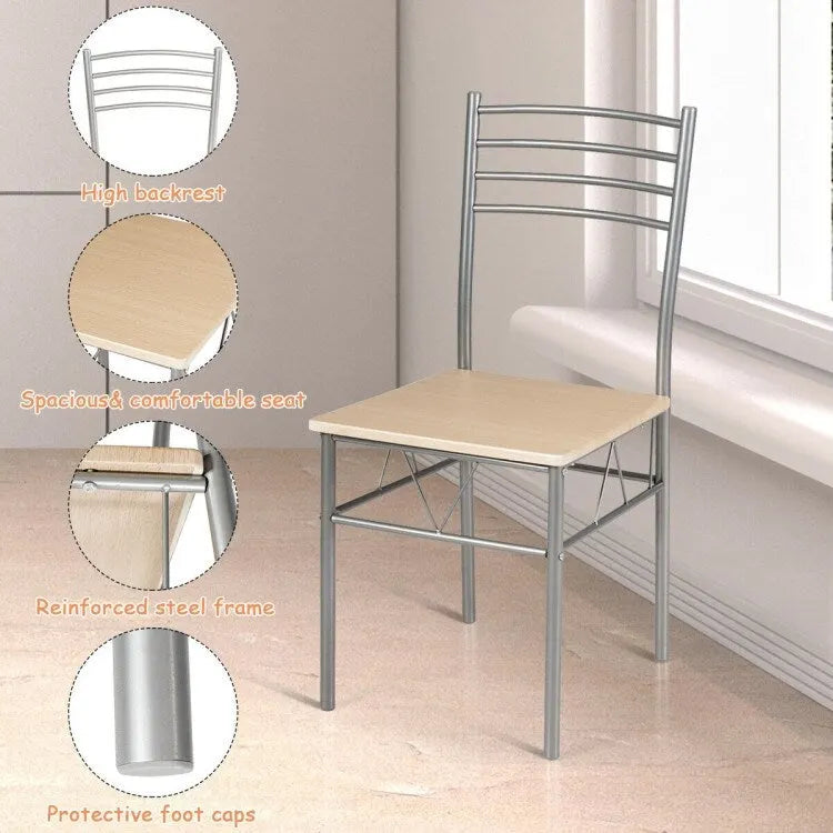 Ensemble de salle à manger 5 pièces, table en verre et 4 chaises