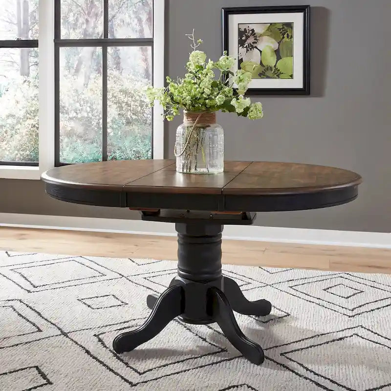 Ensemble de 3 tables à piédestal Carolina Crossing en miel antique et noir