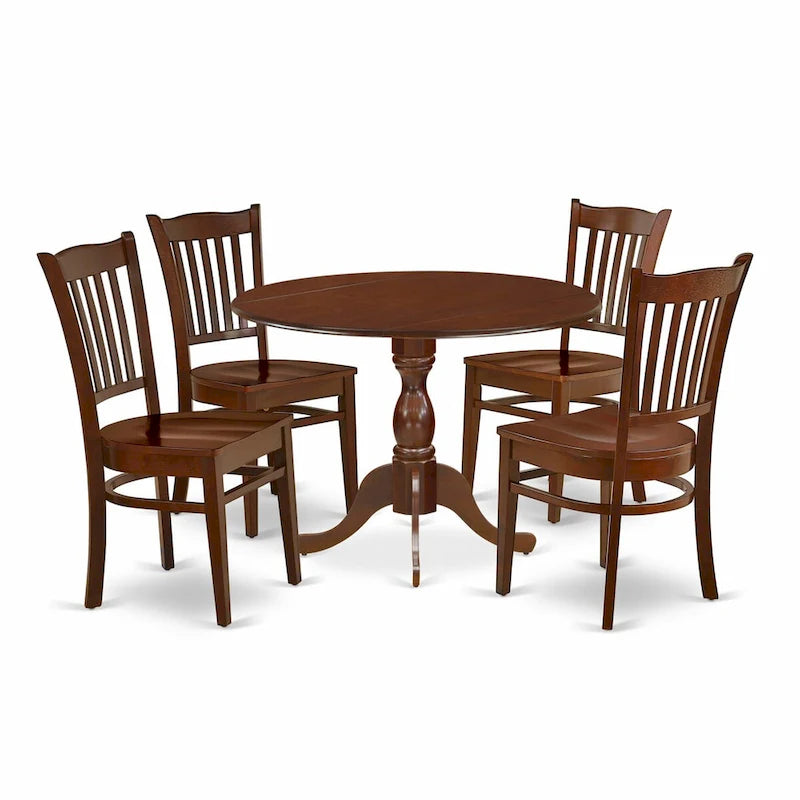East West Furniture Ensemble de salle à manger 5 pièces - une table de cuisine ronde et 4 chaises de salle à manger (options de finition)